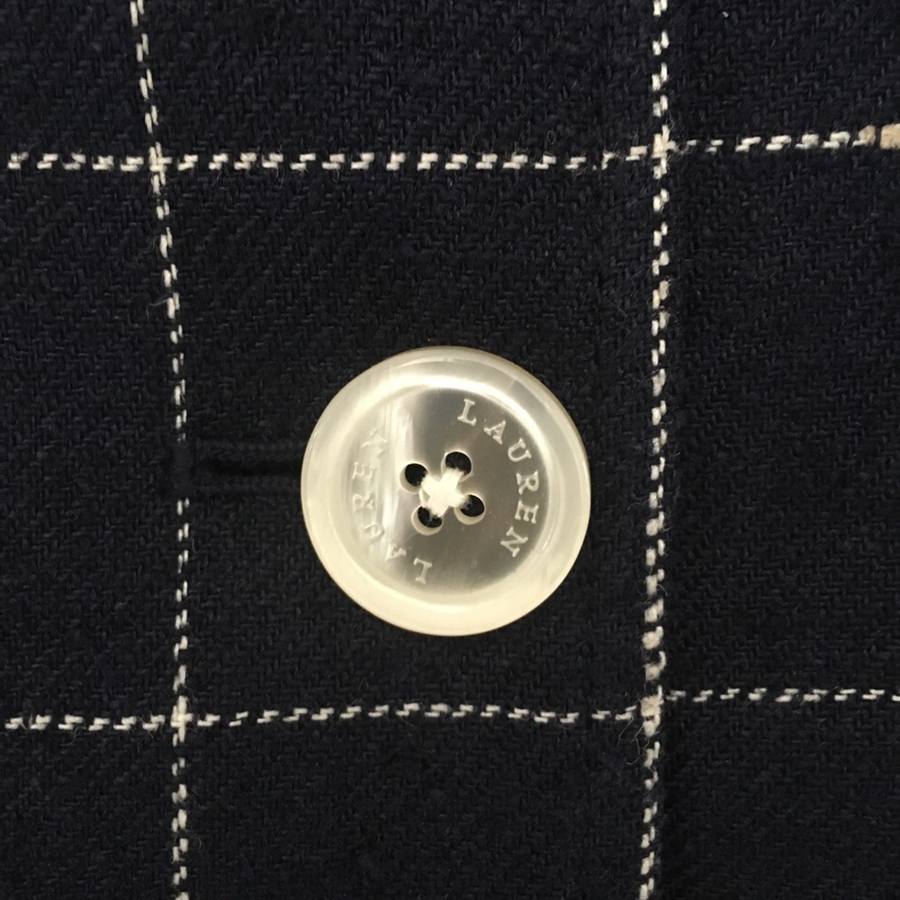 LRL Lauren Ralph Lauren ⌘ Silk + Linen Cropped Jacket ⌘ Windowpane Plaid ⌘ Navy - Picture 5 of 9